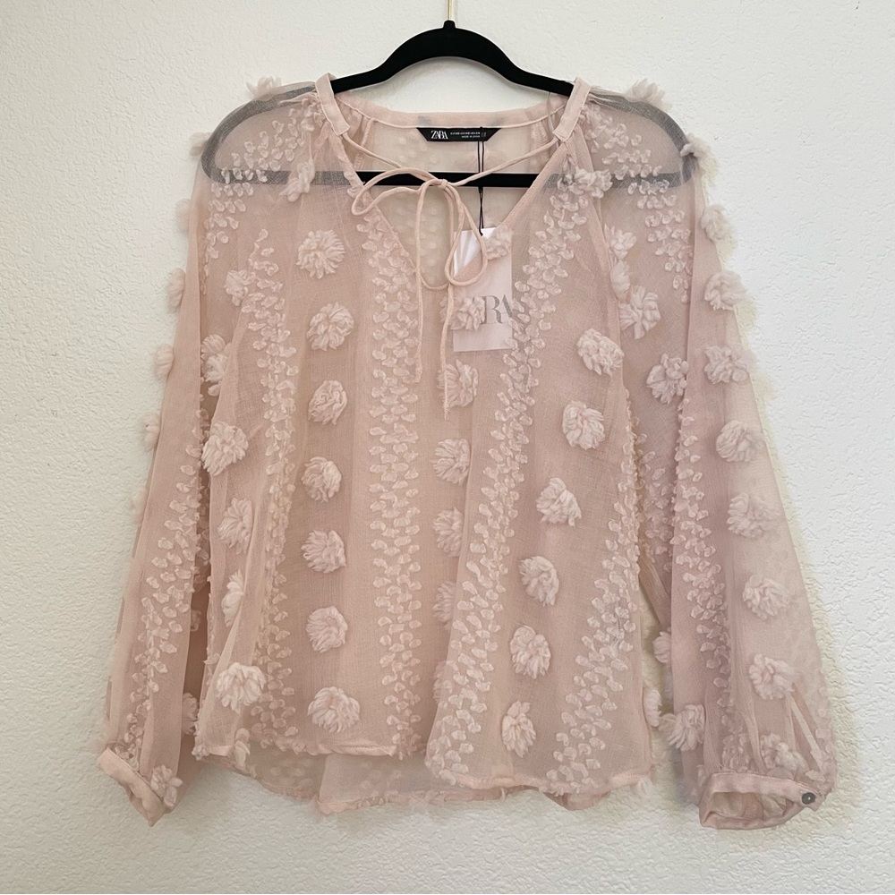 Zara / 3D FLORAL SHIRT : XS